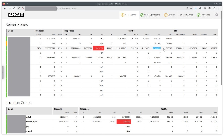 Вот, к примеру, типовой CDN-сервер. На текущий момент этот красавец раздал 12 Пбайт, в частности 231 Гбайт плейлистов и 11 Пбайт чанков видео.