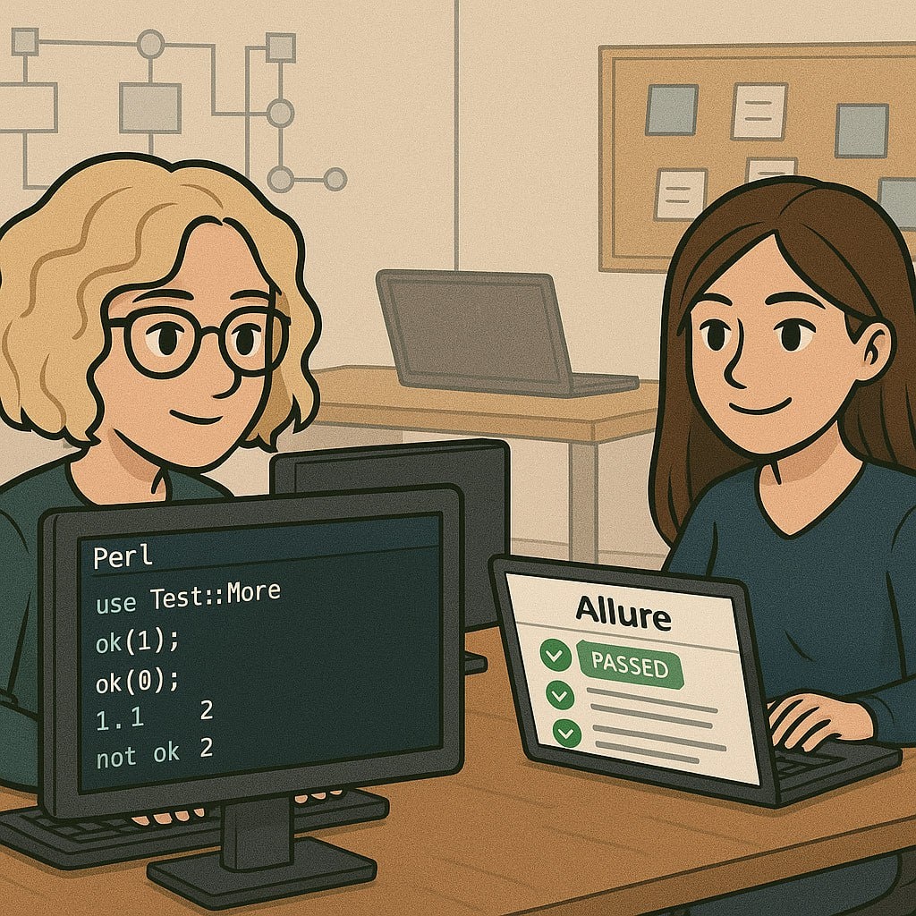 Иллюстрация: Perl против Python, тестирование, Allure.