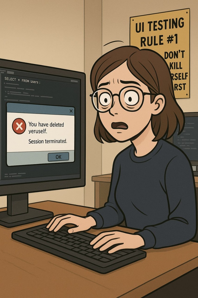 Иллюстрация: UI testing rule #1 — don't kill yourself first.